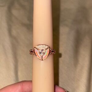 White opal shield ring